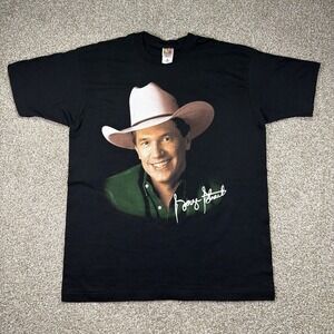 Vintage George Strait Shirt 90s Big Face Size XL Double Sided Country Music Nos